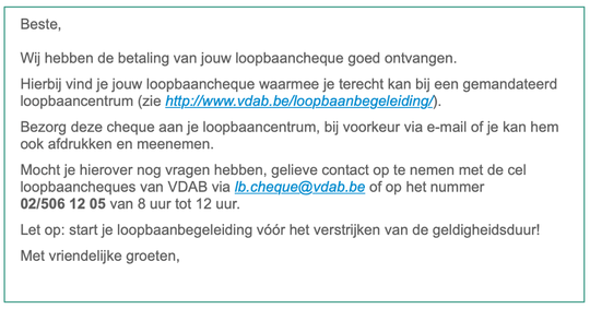 Bezorg je loopbaancheque aan je loopbaancoach